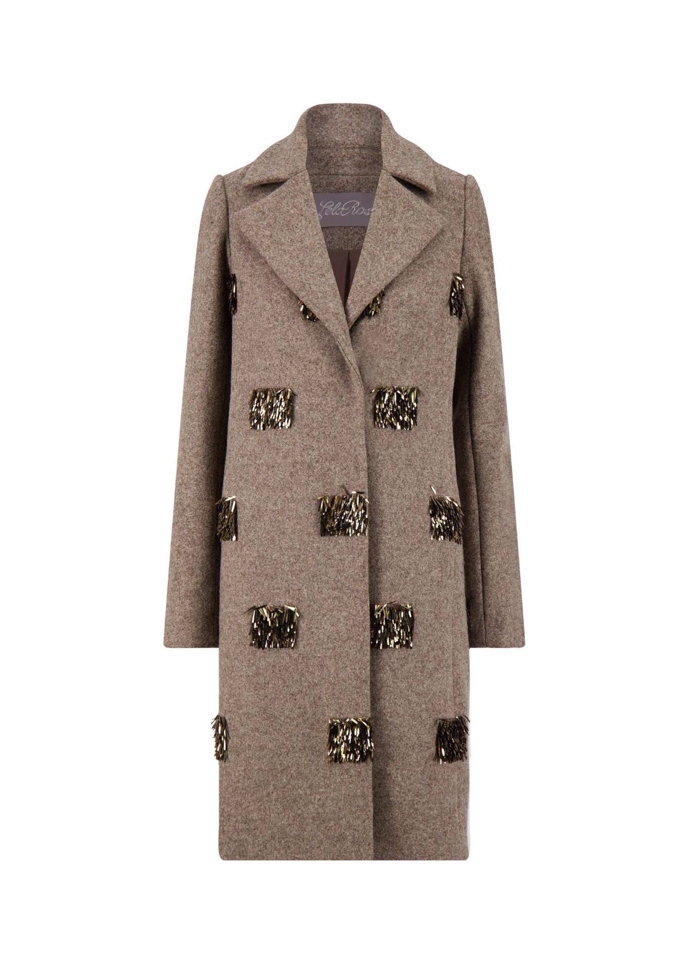 Lela Rose Fishing Lures Embroidered Boiled Wool Coat - Vermillion