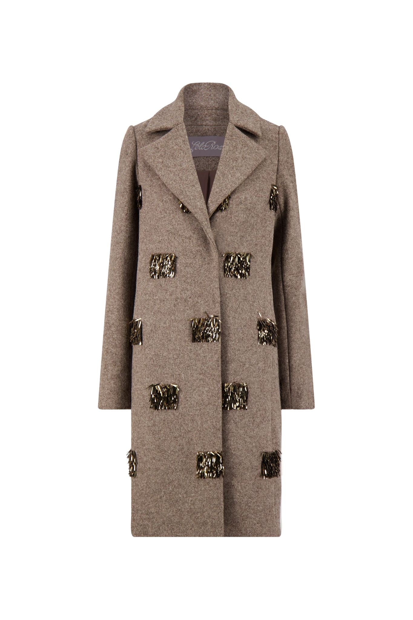 Lela Rose Fishing Lures Embroidered Boiled Wool Coat - Vermillion