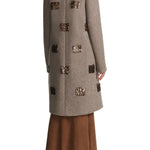 Lela Rose Fishing Lures Embroidered Boiled Wool Coat - Vermillion