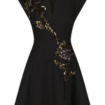 Lela Rose Fishing Lures Embroidered Stretch Twill Mini Dress - Vermillion