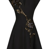 Lela Rose Fishing Lures Embroidered Stretch Twill Mini Dress - Vermillion