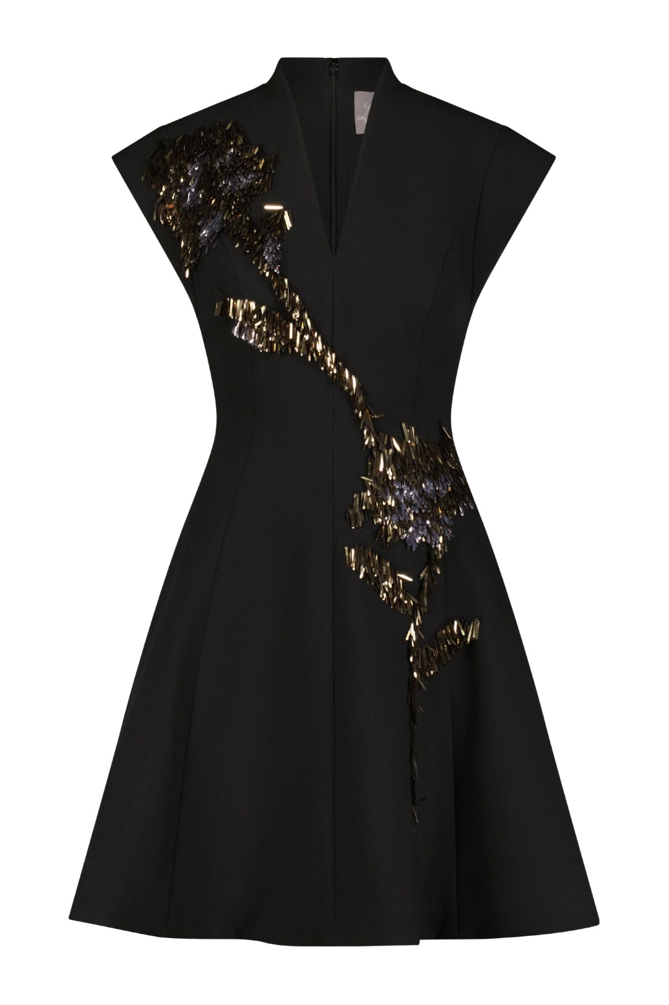 Lela Rose Fishing Lures Embroidered Stretch Twill Mini Dress - Vermillion