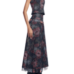 Lela Rose Floral Denim Bustier - Vermillion
