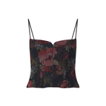 Lela Rose Floral Denim Bustier - Vermillion