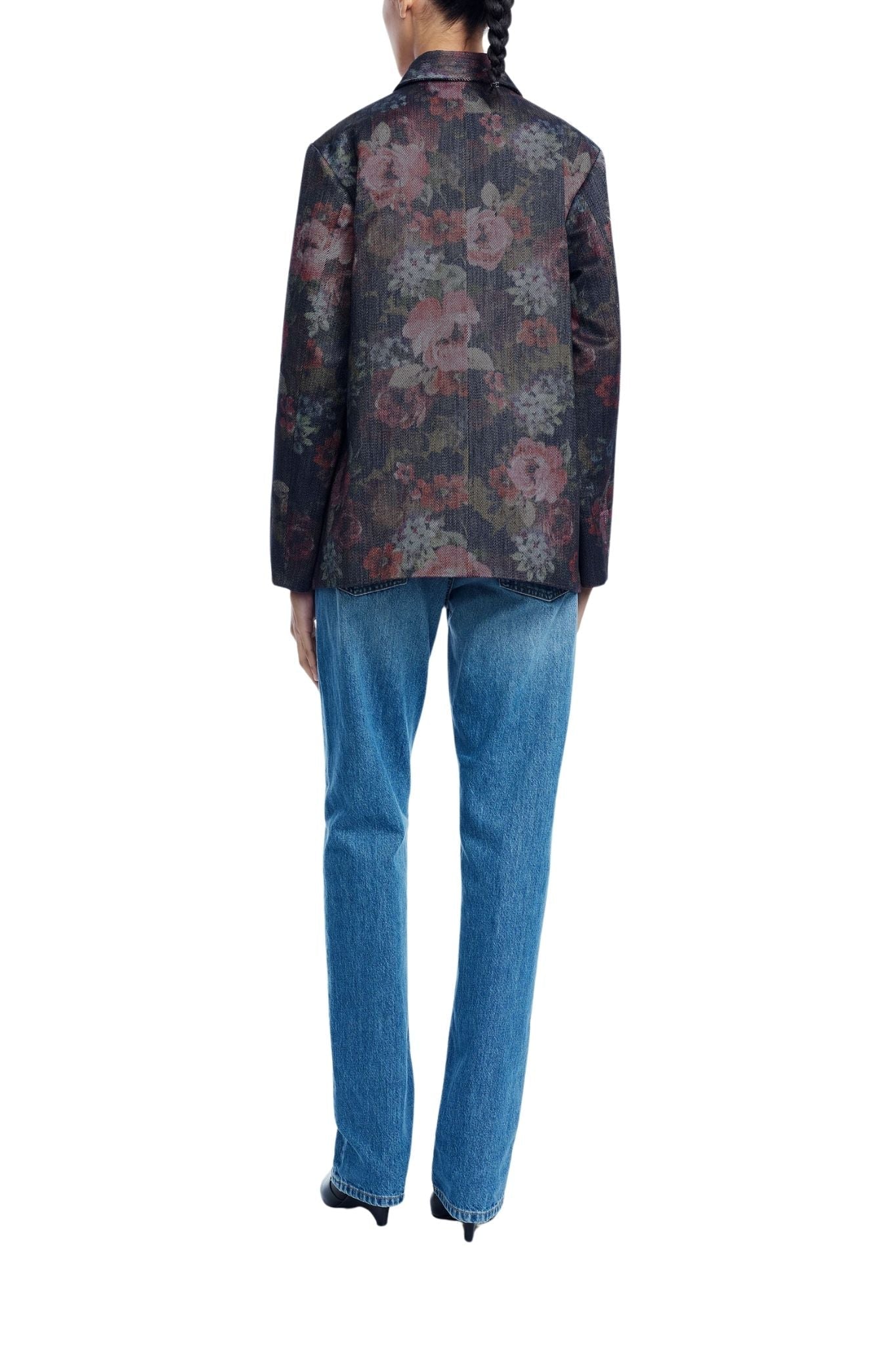 Lela Rose Floral Denim Jacket - Vermillion