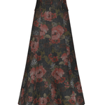 Lela Rose Floral Denim Trumpet Skirt - Vermillion