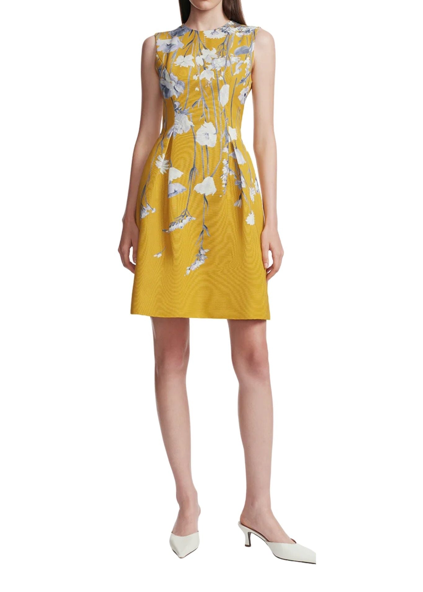 Lela Rose Floral Faille Betsy Dress - Vermillion