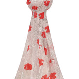 Lela Rose Floral Fil Coupe Draped Shoulder Pleated Blush Multi - Vermillion