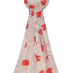 Lela Rose Floral Fil Coupe Draped Shoulder Pleated Blush Multi - Vermillion