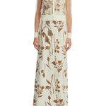 Lela Rose Floral Jacquard Knit Shee Beaded Cardigan Cream - Vermillion