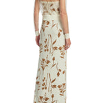 Lela Rose Floral Jacquard Knit Shee Beaded Cardigan Cream - Vermillion