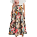 Lela Rose Floral Printed Cotton Full Skirt - Vermillion