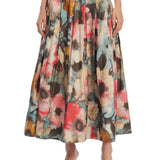 Lela Rose Floral Printed Cotton Full Skirt - Vermillion