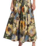 Lela Rose Floral Printed Cotton Full Skirt - Vermillion