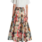 Lela Rose Floral Printed Cotton Full Skirt - Vermillion
