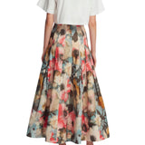 Lela Rose Floral Printed Cotton Full Skirt - Vermillion