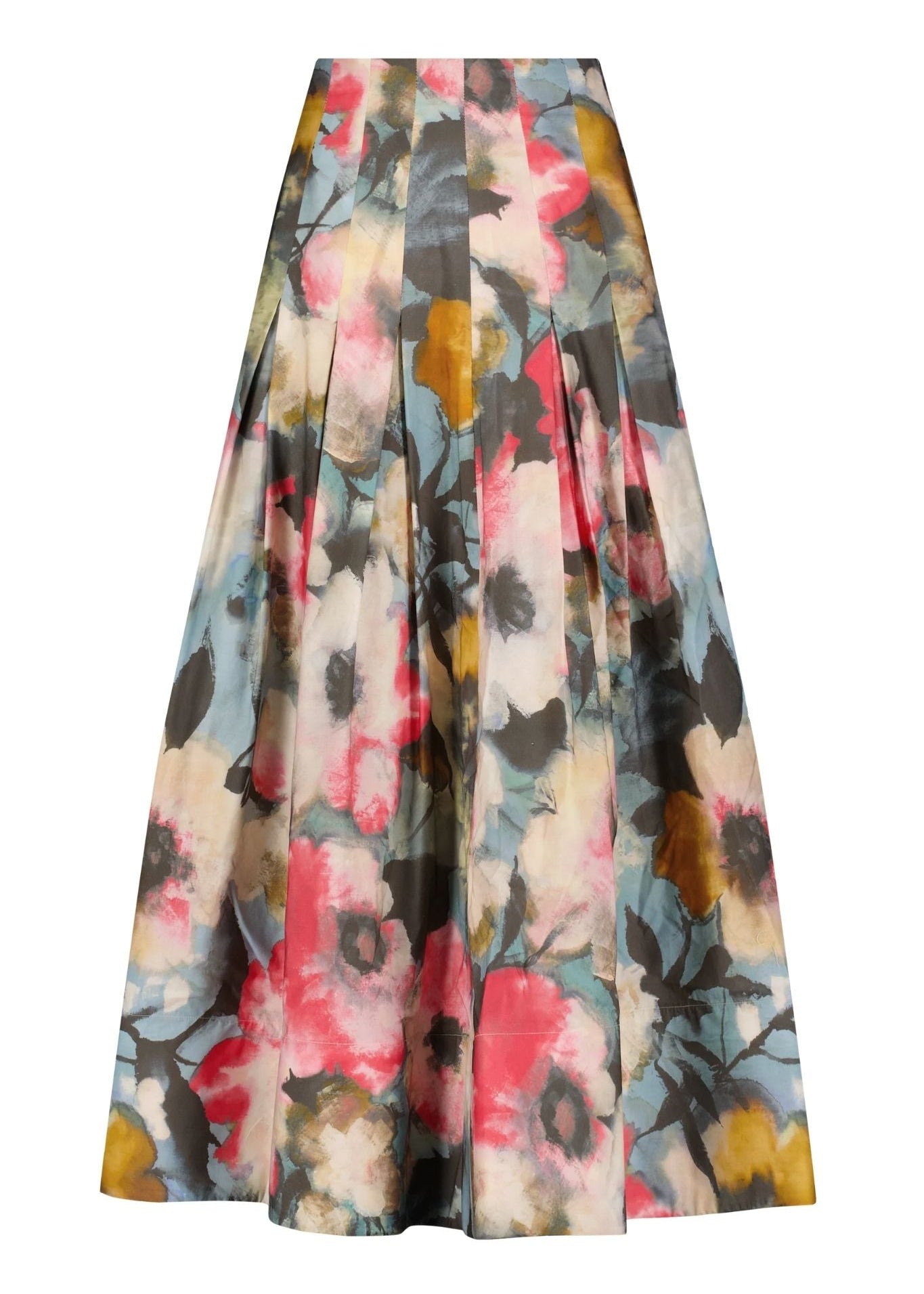 Lela Rose Floral Printed Cotton Full Skirt Mist Multi - Vermillion