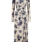 Lela Rose Floral Printed Jersey Draped Front Dress - Vermillion