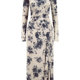Lela Rose Floral Printed Jersey Draped Front Dress - Vermillion