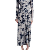 Lela Rose Floral Printed Jersey Draped Front Dress - Vermillion