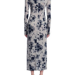 Lela Rose Floral Printed Jersey Draped Front Dress - Vermillion