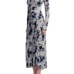 Lela Rose Floral Printed Jersey Draped Front Dress - Vermillion
