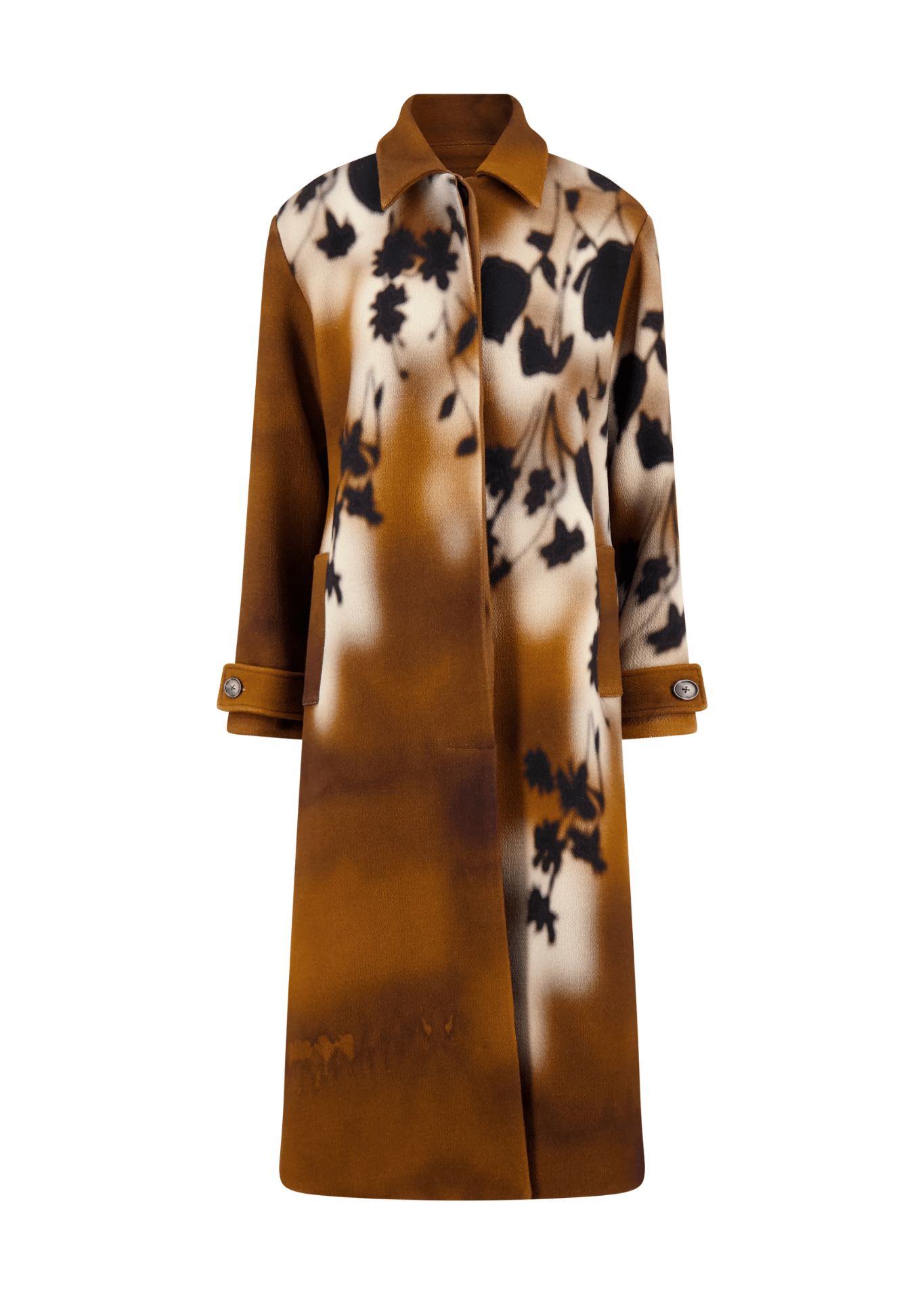 Lela Rose Floral Printed Wool Long Coat - Vermillion