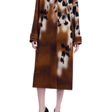 Lela Rose Floral Printed Wool Long Coat - Vermillion
