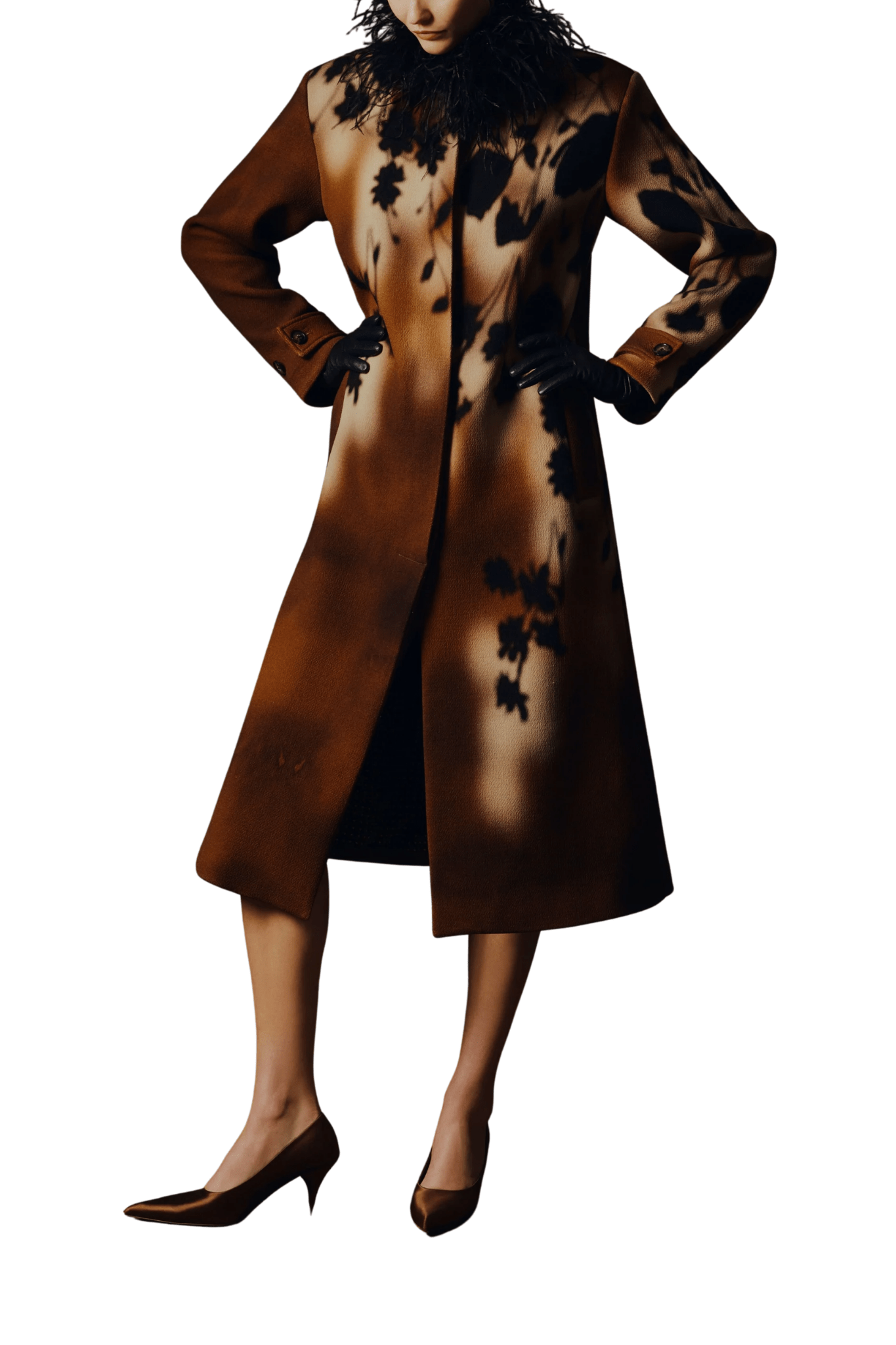 Lela Rose Floral Printed Wool Long Coat - Vermillion