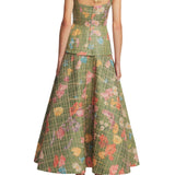 Lela Rose Floral Raffia Flounce Dress - Vermillion