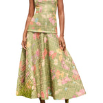 Lela Rose Floral Raffia Flounce Dress - Vermillion