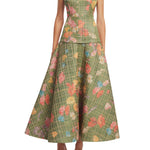 Lela Rose Floral Raffia Flounce Dress - Vermillion