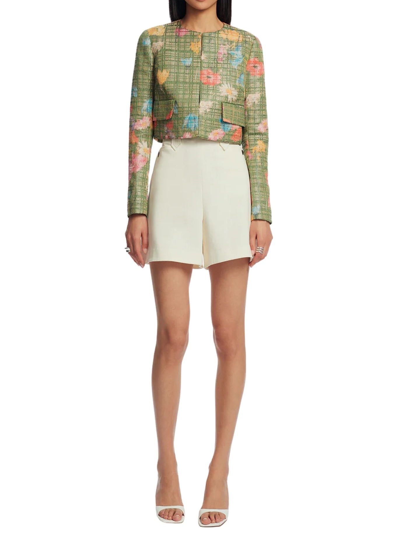 Lela Rose Floral Raffia Jacket Cactus Multi - Vermillion