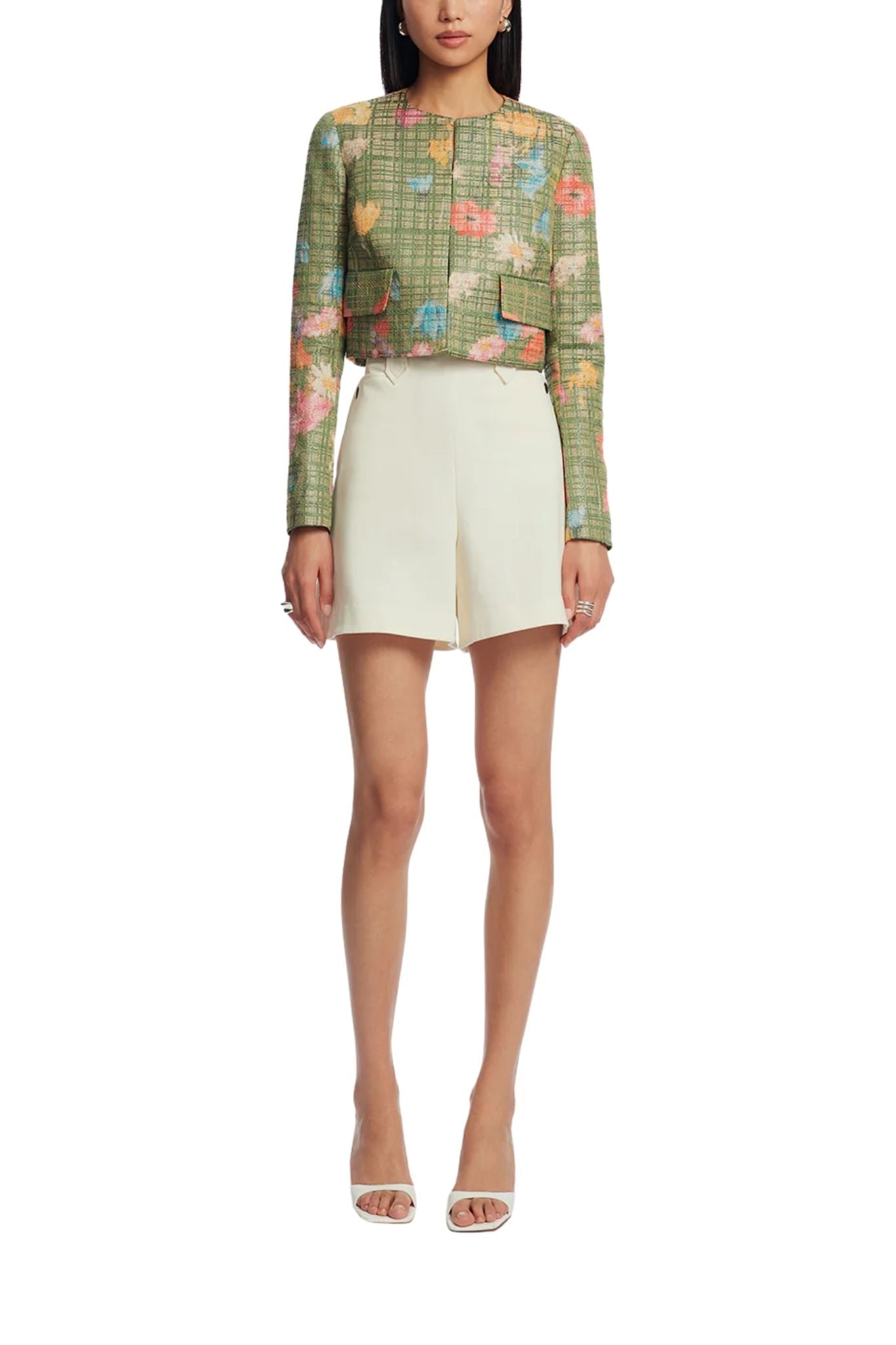 Lela Rose Floral Raffia Jacket Cactus Multi - Vermillion