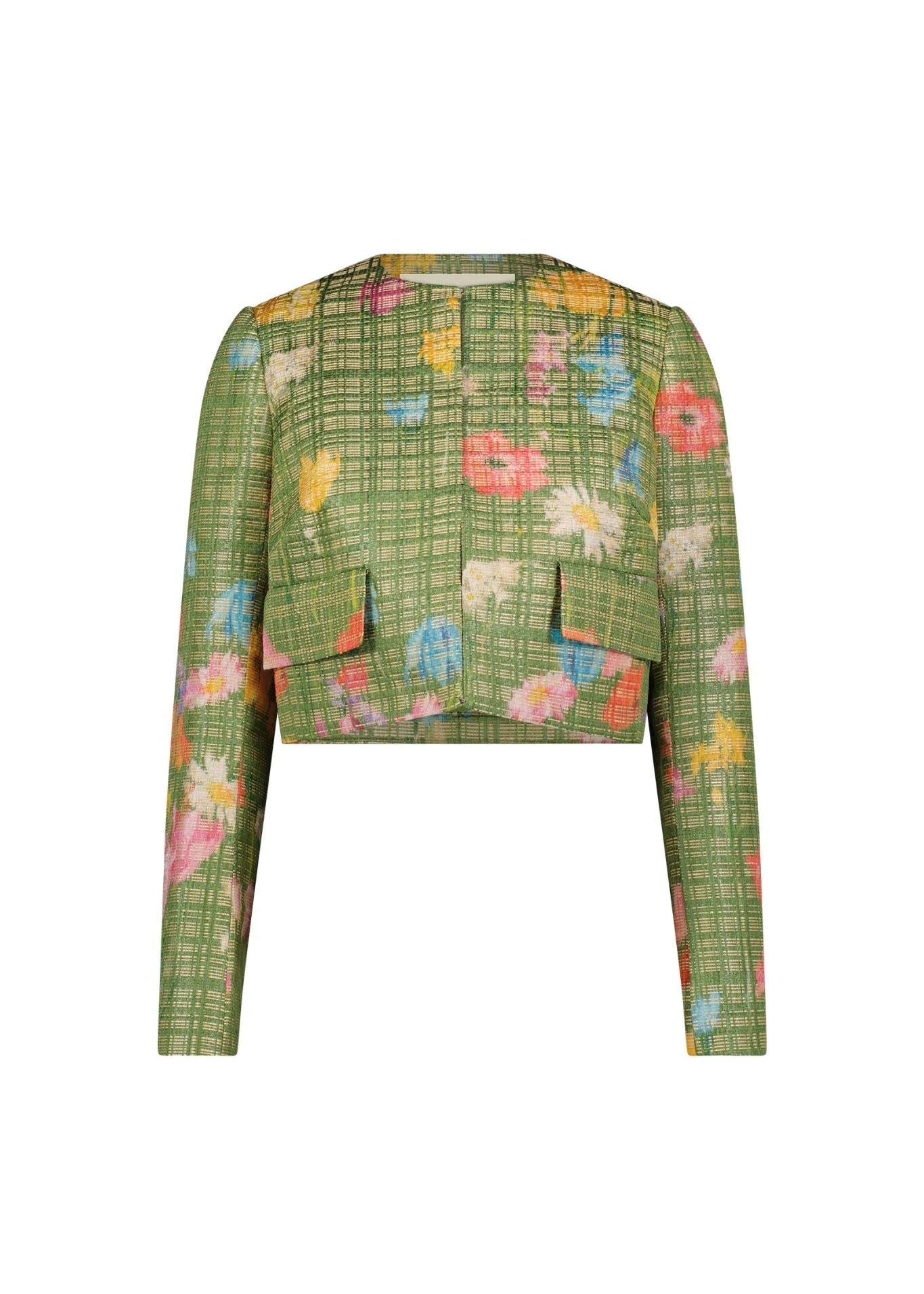 Lela Rose Floral Raffia Jacket Cactus Multi - Vermillion