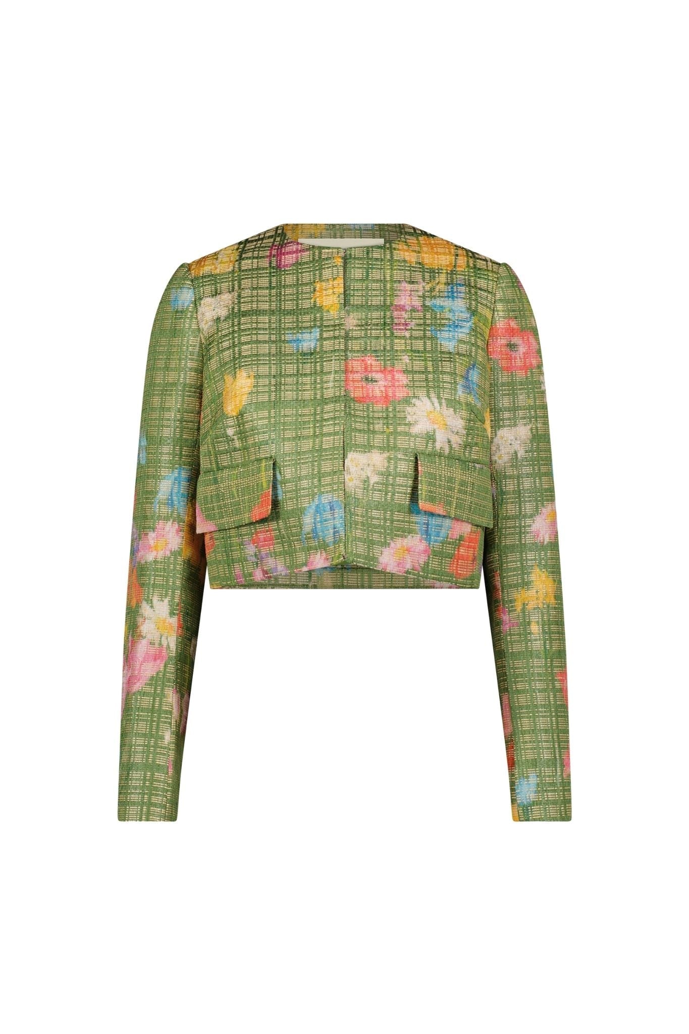 Lela Rose Floral Raffia Jacket Cactus Multi - Vermillion