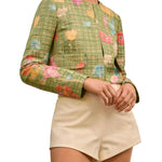 Lela Rose Floral Raffia Jacket Cactus Multi - Vermillion