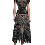 Lela Rose Geometric Fil Coupe Midi Dress - Vermillion