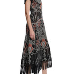 Lela Rose Geometric Fil Coupe Midi Dress - Vermillion