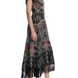 Lela Rose Geometric Fil Coupe Midi Dress - Vermillion