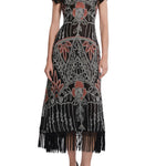Lela Rose Geometric Fil Coupe Midi Dress - Vermillion