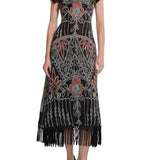 Lela Rose Geometric Fil Coupe Midi Dress - Vermillion