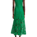 Lela Rose Lattice Guipure Lace Midi Dress - Vermillion