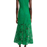 Lela Rose Lattice Guipure Lace Midi Dress - Vermillion