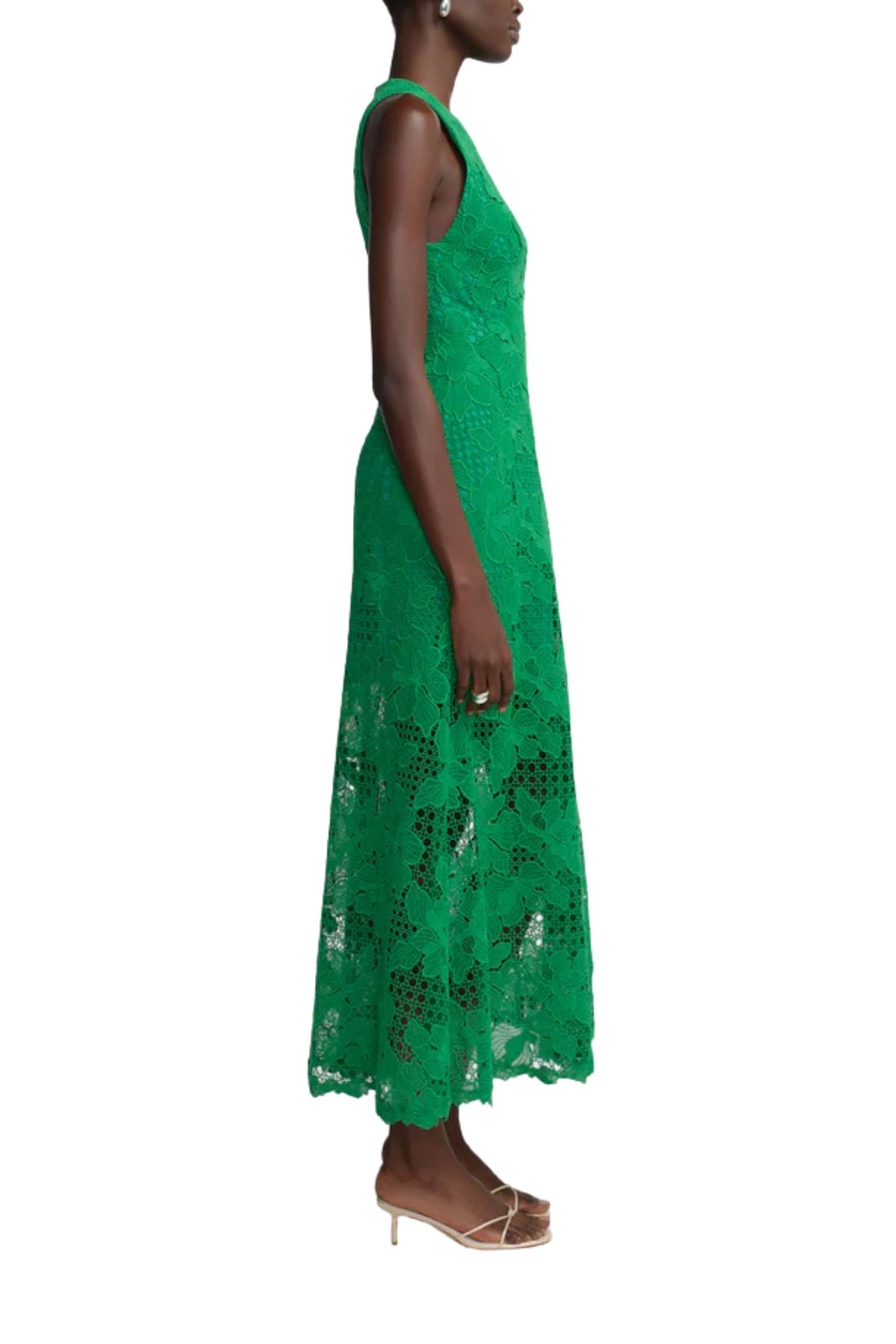 Lela Rose Lattice Guipure Lace Midi Dress - Vermillion