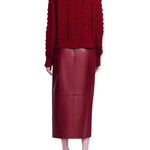 Lela Rose Leather Asymmetrical Pencil Skirt - Vermillion
