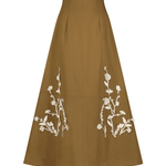 Lela Rose Leather Floral Embroidered Rustic Stretch Skirt - Vermillion