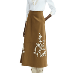 Lela Rose Leather Floral Embroidered Rustic Stretch Skirt - Vermillion