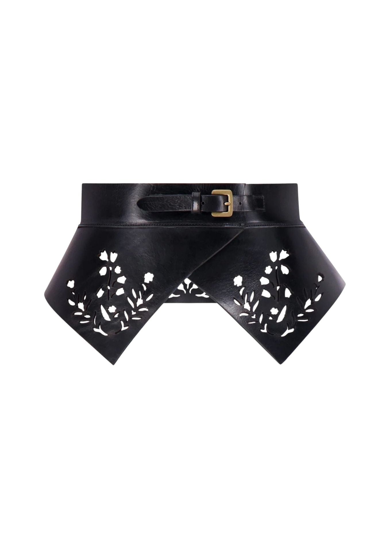 Lela Rose Leather Floral Lasercut Belt - Vermillion