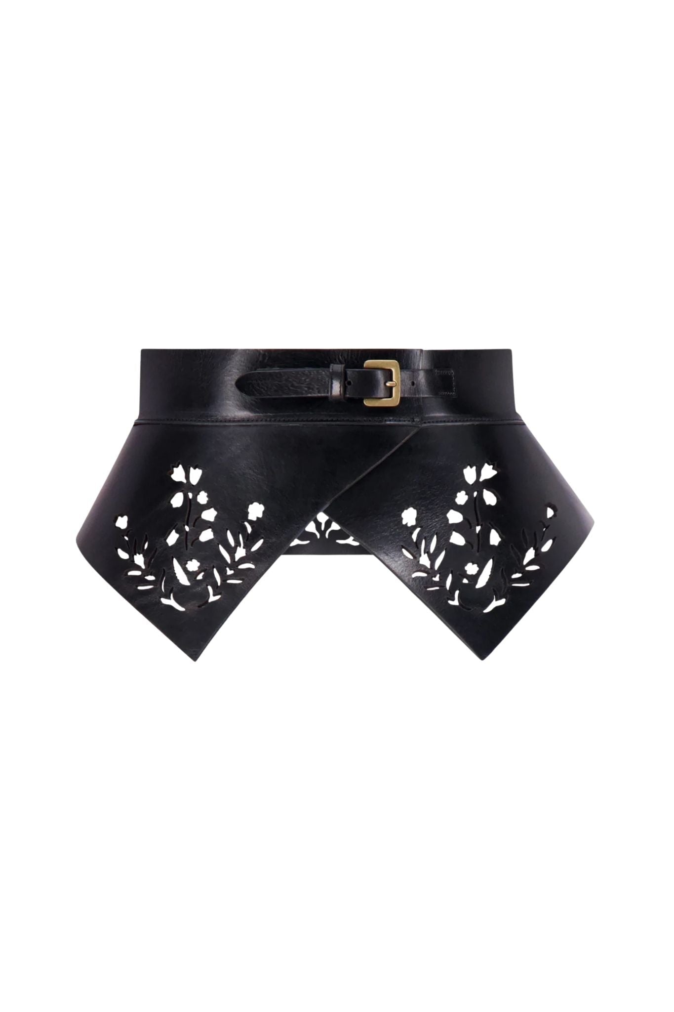 Lela Rose Leather Floral Lasercut Belt - Vermillion